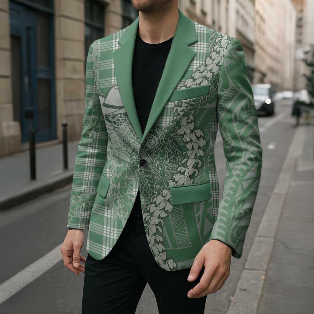 Green Hawaii Palaka Cowboy Turtle Blazer Hawaiian Paniolo Puakenikeni Maile Lei DT05 - Polynesian Pride