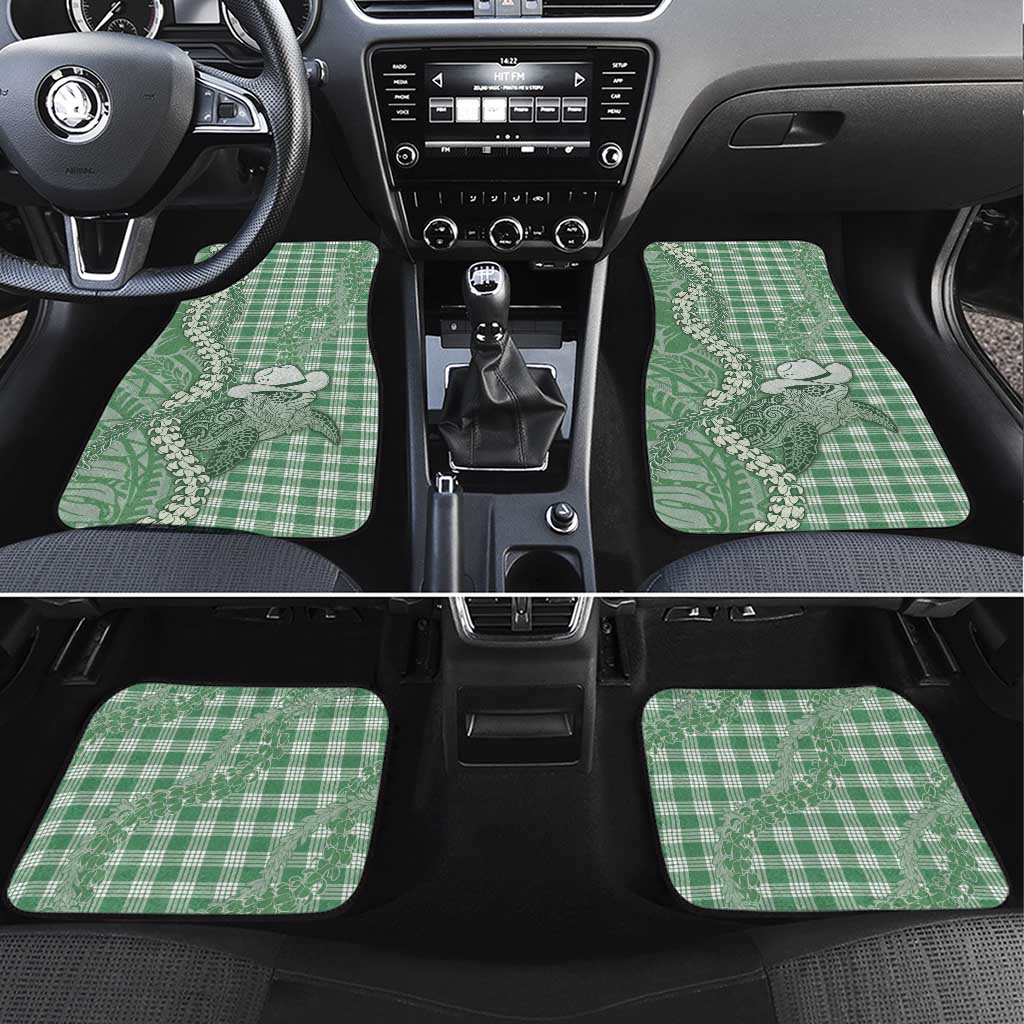 Green Hawaii Palaka Cowboy Turtle Car Mats Hawaiian Paniolo Puakenikeni Maile Lei DT05 Set 4pcs Green - Polynesian Pride