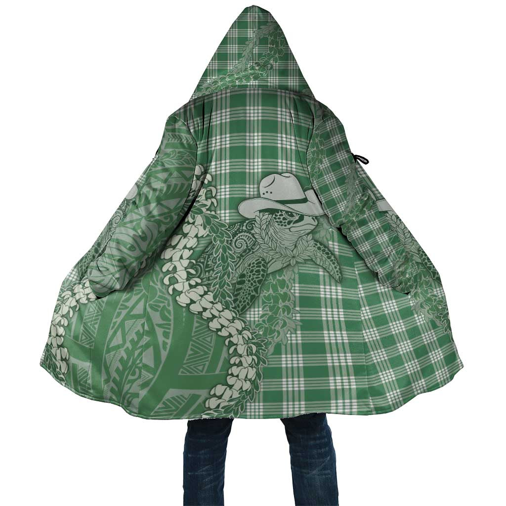 Green Hawaii Palaka Cowboy Turtle Cloak Hawaiian Paniolo Puakenikeni Maile Lei DT05 Unisex Green - Polynesian Pride