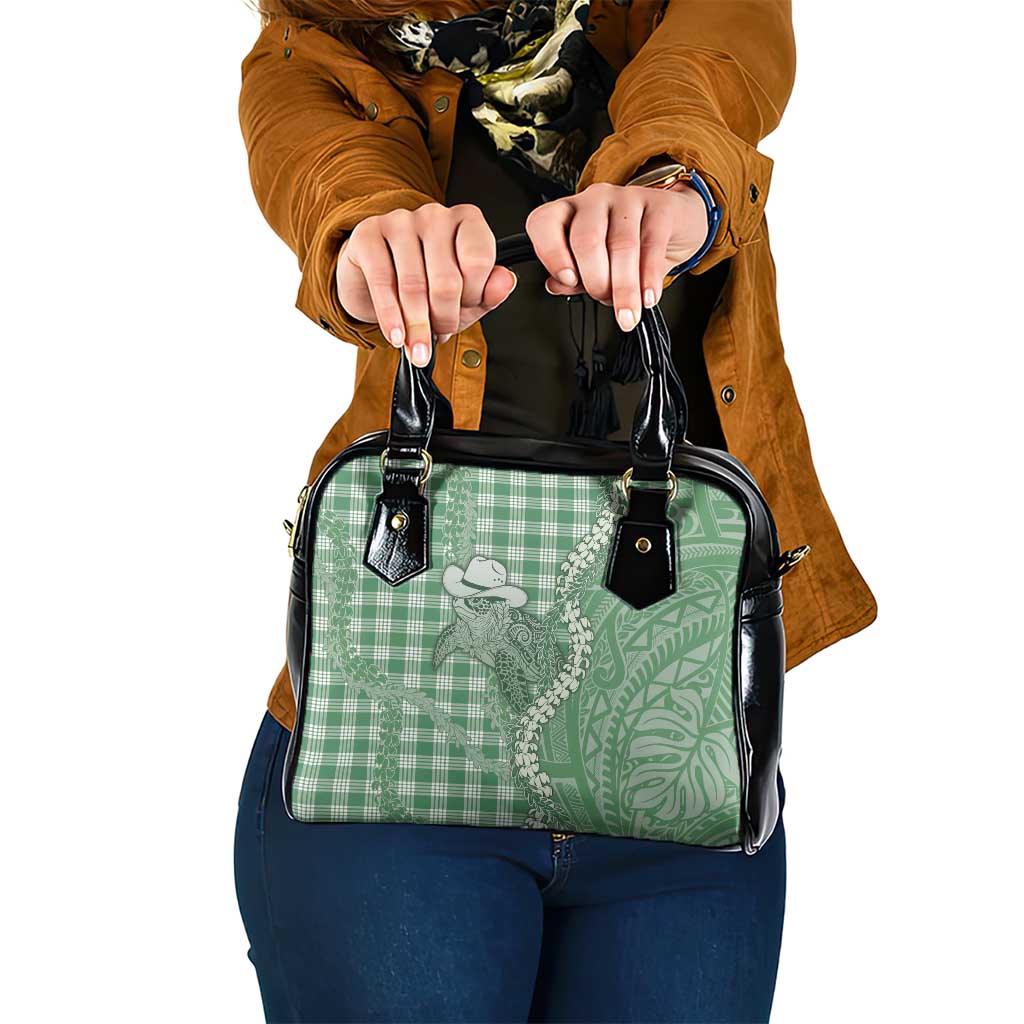 Green Hawaii Palaka Cowboy Turtle Shoulder Handbag Hawaiian Paniolo Puakenikeni Maile Lei DT05 One Size Green - Polynesian Pride