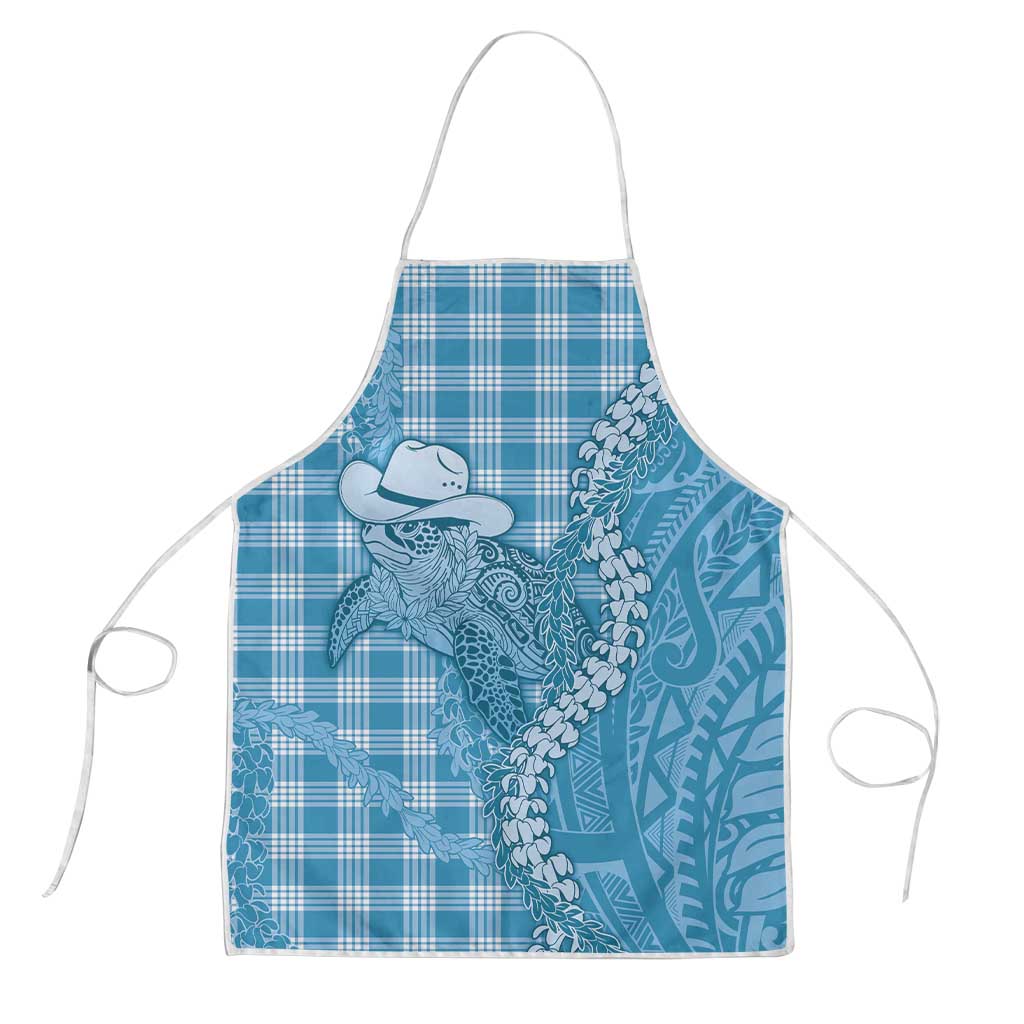 Blue Hawaii Palaka Cowboy Turtle Apron Hawaiian Paniolo Puakenikeni Maile Lei DT05 Blue - Polynesian Pride
