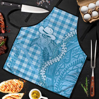 Blue Hawaii Palaka Cowboy Turtle Apron Hawaiian Paniolo Puakenikeni Maile Lei DT05 Blue - Polynesian Pride