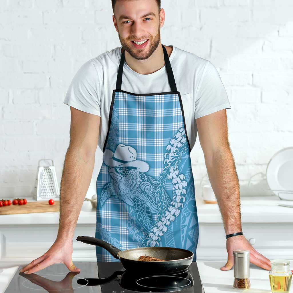Blue Hawaii Palaka Cowboy Turtle Apron Hawaiian Paniolo Puakenikeni Maile Lei DT05 - Polynesian Pride