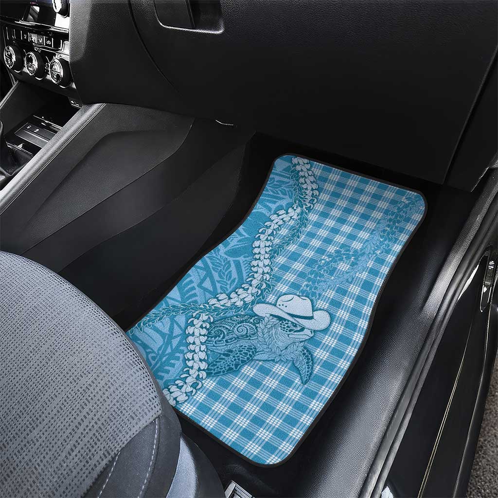 Blue Hawaii Palaka Cowboy Turtle Car Mats Hawaiian Paniolo Puakenikeni Maile Lei DT05 - Polynesian Pride