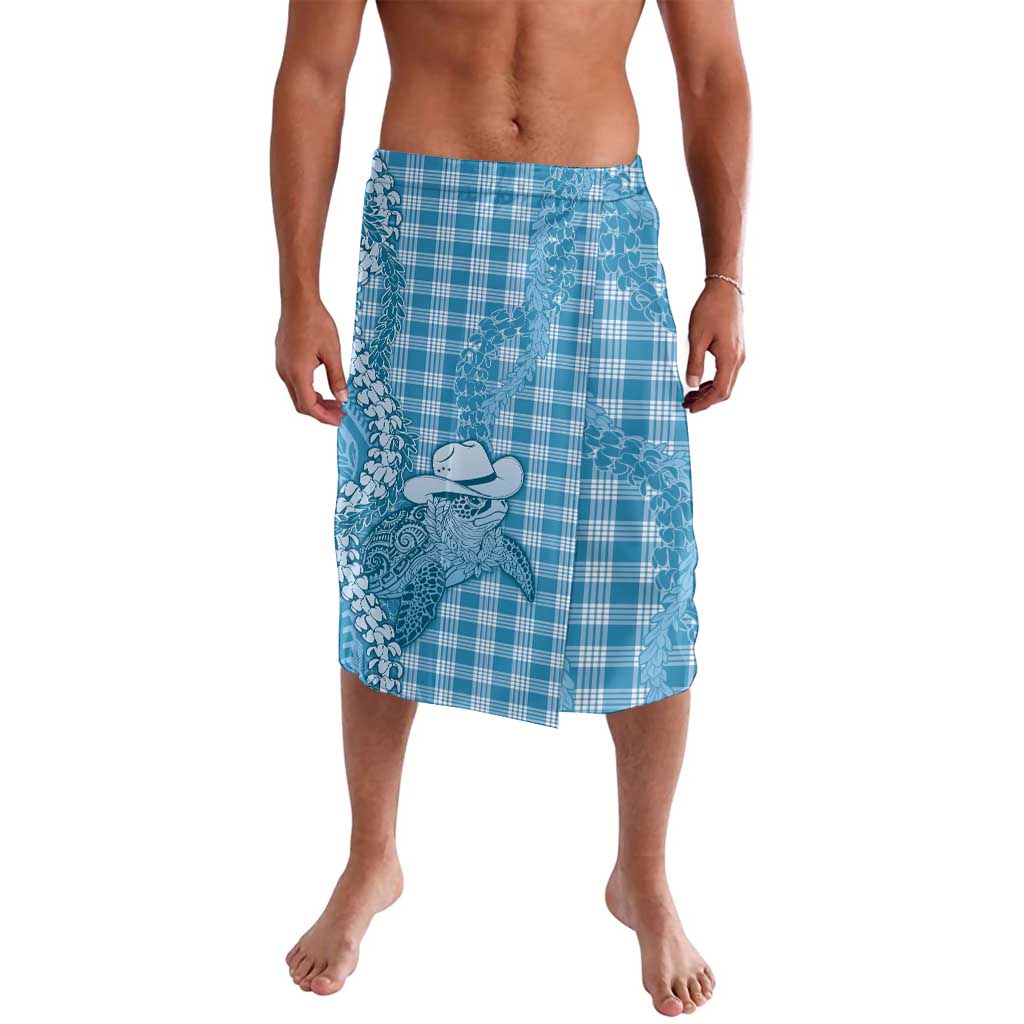 Blue Hawaii Palaka Cowboy Turtle Lavalava Hawaiian Paniolo Puakenikeni Maile Lei DT05 Blue - Polynesian Pride