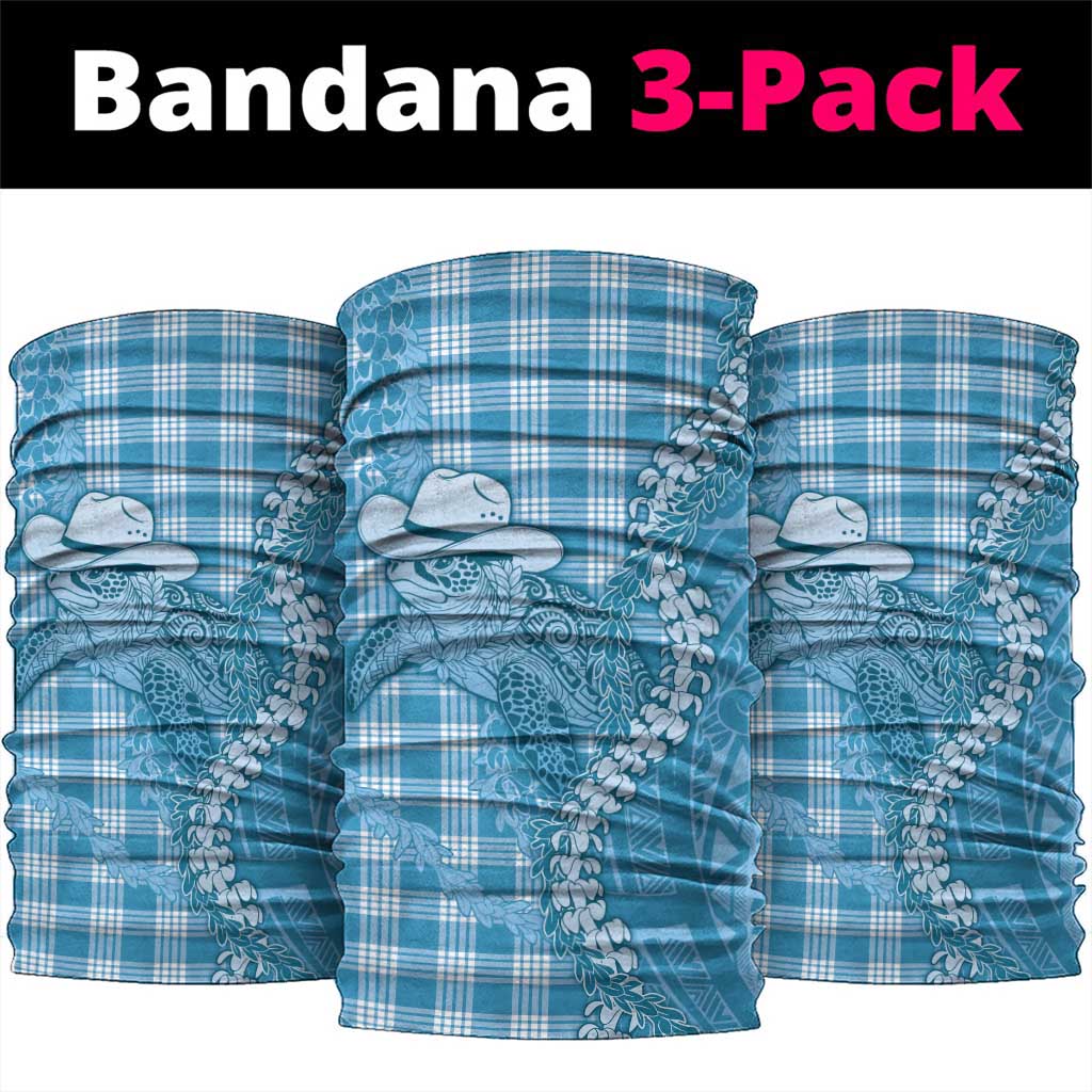 Blue Hawaii Palaka Cowboy Turtle Neck Gaiter Hawaiian Paniolo Puakenikeni Maile Lei DT05 package One Size: 25*50cm Blue - Polynesian Pride