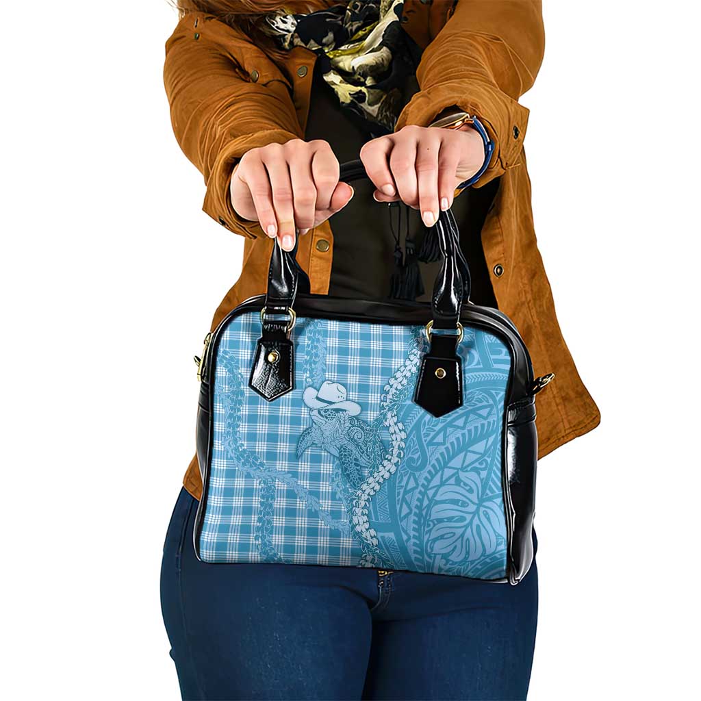 Blue Hawaii Palaka Cowboy Turtle Shoulder Handbag Hawaiian Paniolo Puakenikeni Maile Lei DT05 One Size Blue - Polynesian Pride