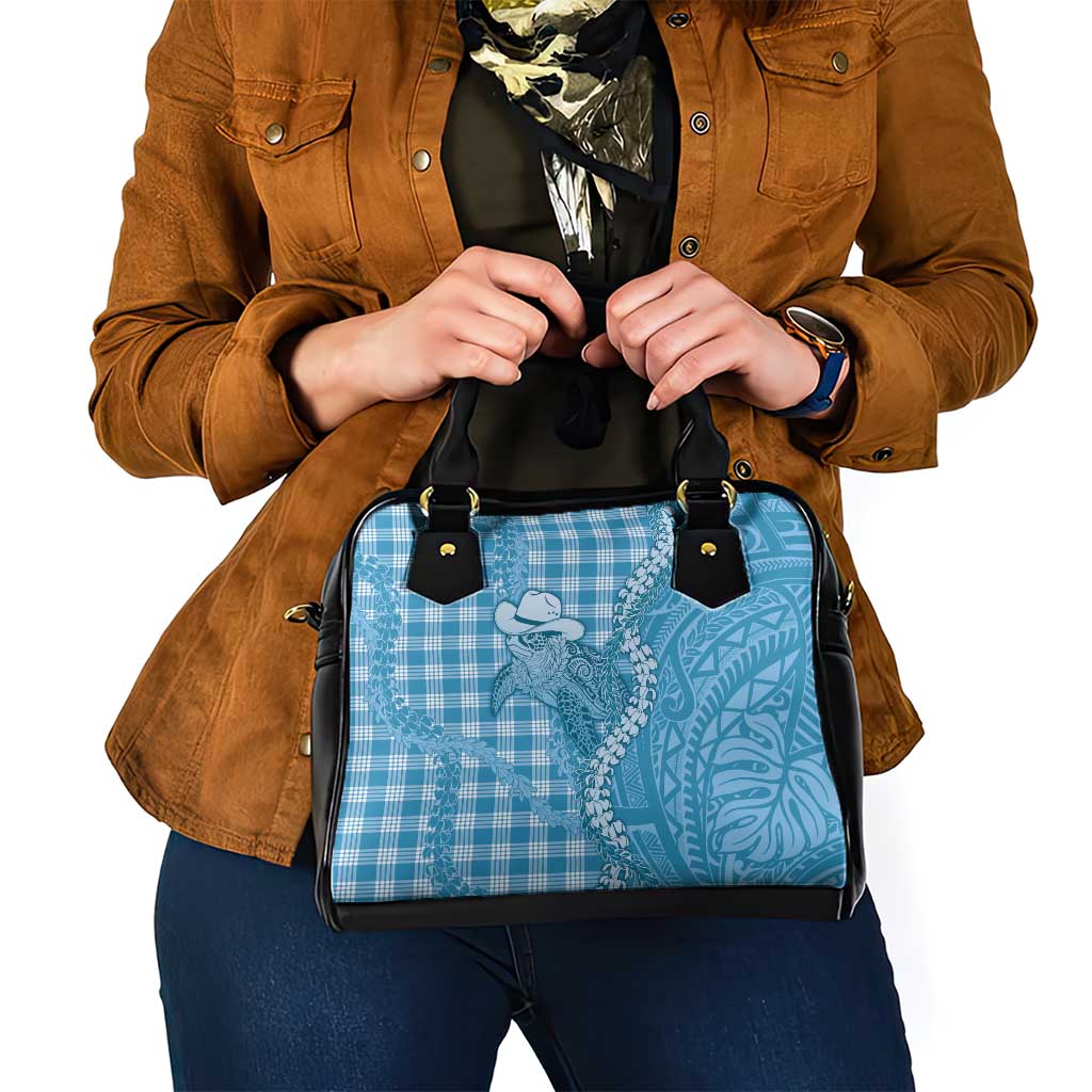 Blue Hawaii Palaka Cowboy Turtle Shoulder Handbag Hawaiian Paniolo Puakenikeni Maile Lei DT05 - Polynesian Pride