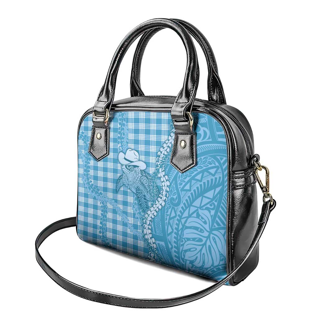 Blue Hawaii Palaka Cowboy Turtle Shoulder Handbag Hawaiian Paniolo Puakenikeni Maile Lei DT05 - Polynesian Pride