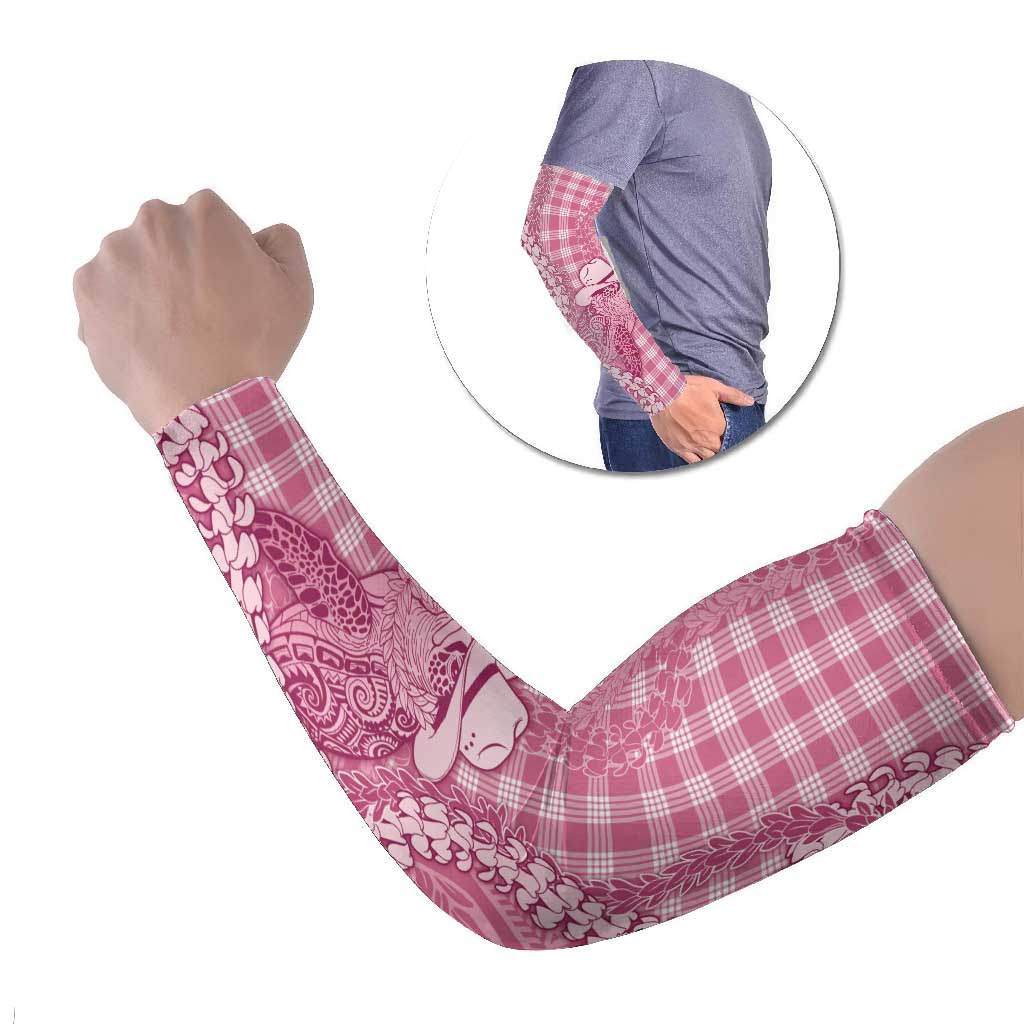 Pink Hawaii Palaka Cowboy Turtle Arm Sleeves Hawaiian Paniolo Puakenikeni Maile Lei DT05 Set of 2 Pink - Polynesian Pride