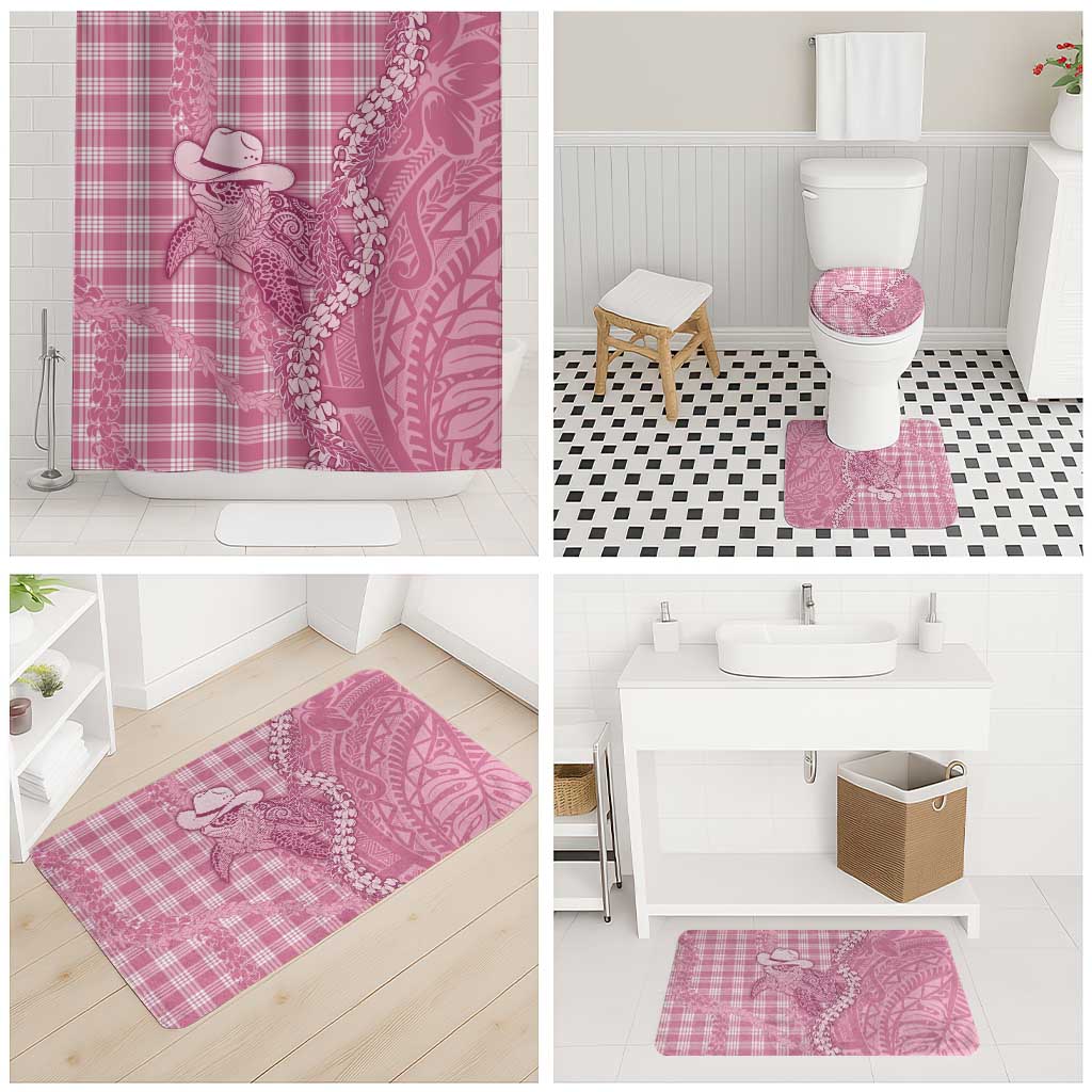 Pink Hawaii Palaka Cowboy Turtle Bathroom Set Hawaiian Paniolo Puakenikeni Maile Lei DT05 - Polynesian Pride