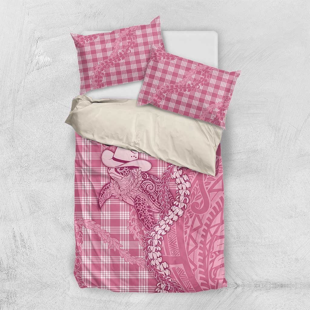 Pink Hawaii Palaka Cowboy Turtle Bedding Set Hawaiian Paniolo Puakenikeni Maile Lei DT05 US Twin 172cm x 218cm Pink - Polynesian Pride