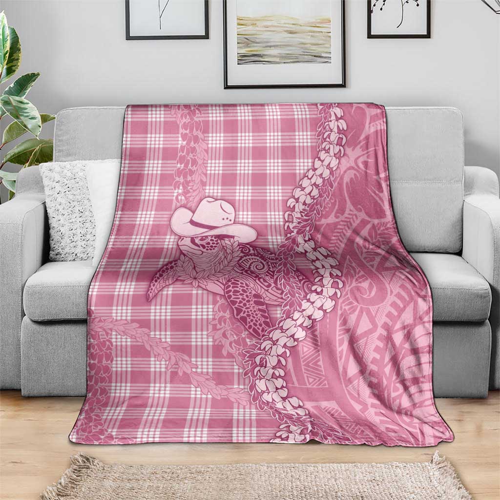 Pink Hawaii Palaka Cowboy Turtle Blanket Hawaiian Paniolo Puakenikeni Maile Lei DT05 - Polynesian Pride