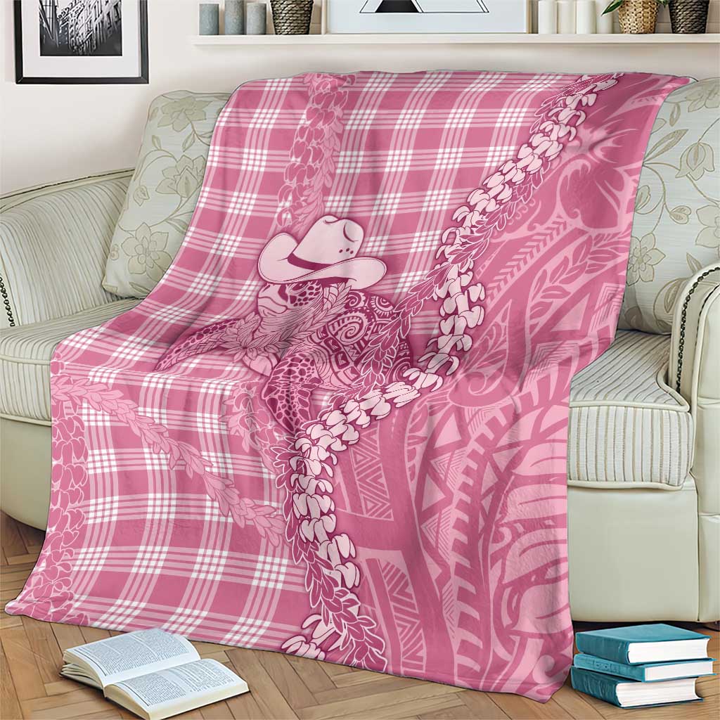 Pink Hawaii Palaka Cowboy Turtle Blanket Hawaiian Paniolo Puakenikeni Maile Lei DT05 - Polynesian Pride