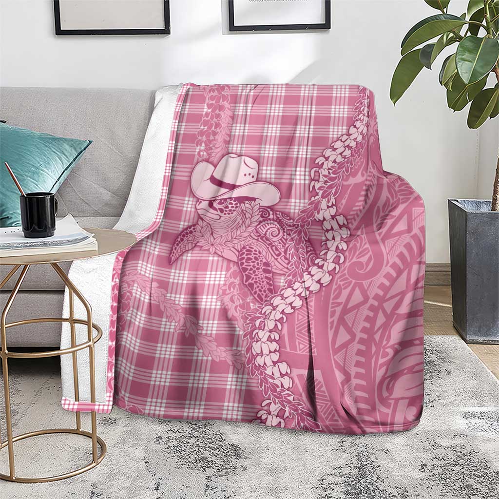 Pink Hawaii Palaka Cowboy Turtle Blanket Hawaiian Paniolo Puakenikeni Maile Lei DT05 - Polynesian Pride