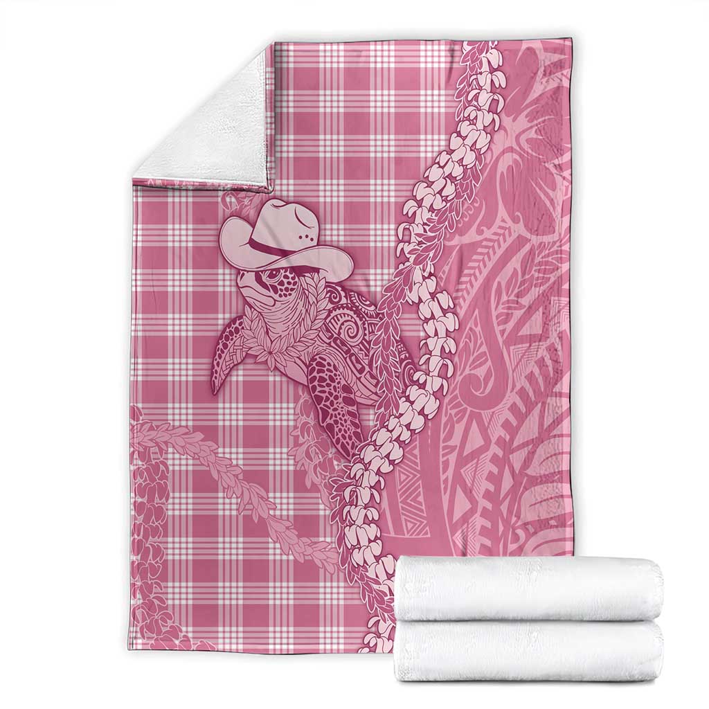 Pink Hawaii Palaka Cowboy Turtle Blanket Hawaiian Paniolo Puakenikeni Maile Lei DT05 - Polynesian Pride
