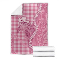 Pink Hawaii Palaka Cowboy Turtle Blanket Hawaiian Paniolo Puakenikeni Maile Lei DT05 - Polynesian Pride