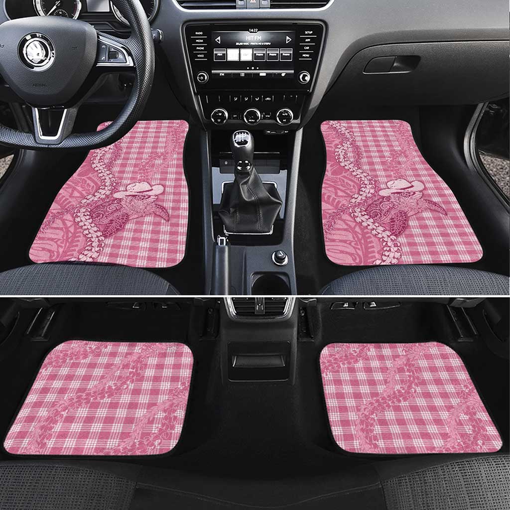 Pink Hawaii Palaka Cowboy Turtle Car Mats Hawaiian Paniolo Puakenikeni Maile Lei DT05 Set 4pcs Pink - Polynesian Pride