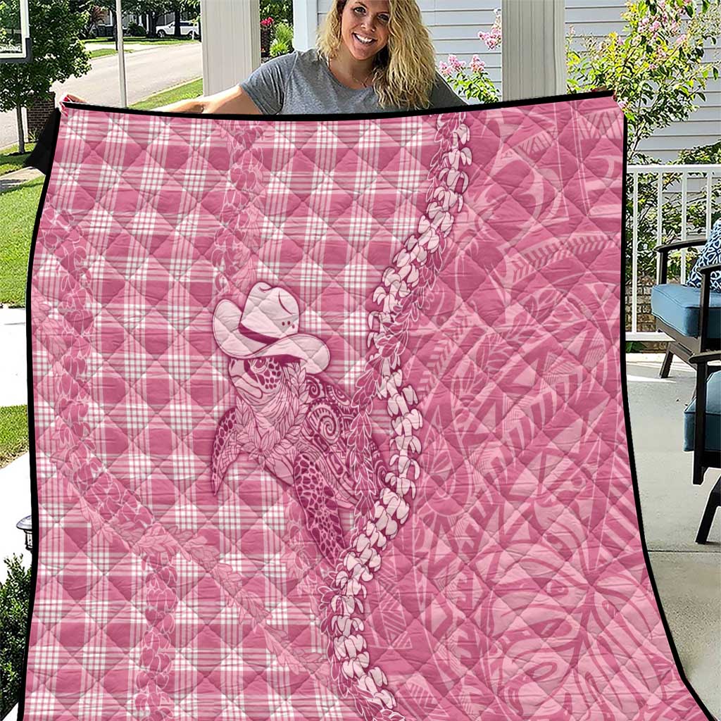 Pink Hawaii Palaka Cowboy Turtle Quilt Hawaiian Paniolo Puakenikeni Maile Lei DT05 Pink - Polynesian Pride