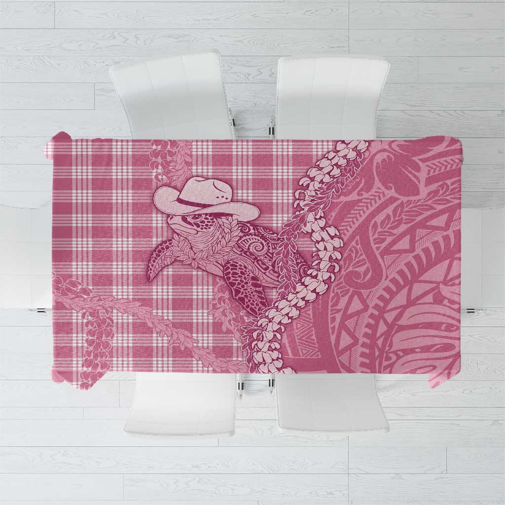 Pink Hawaii Palaka Cowboy Turtle Tablecloth Hawaiian Paniolo Puakenikeni Maile Lei DT05 Pink - Polynesian Pride