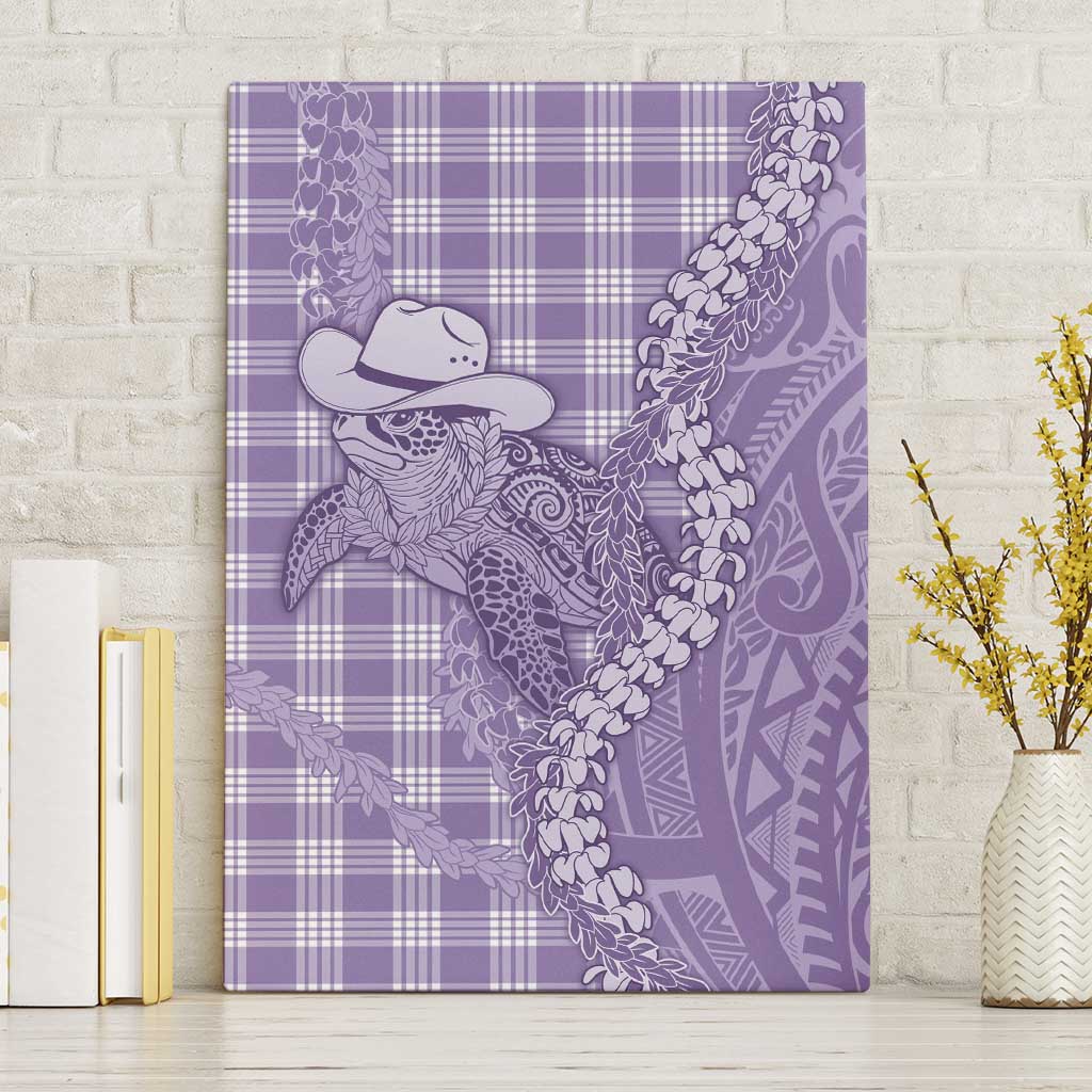 Purple Hawaii Palaka Cowboy Turtle Canvas Wall Art Hawaiian Paniolo Puakenikeni Maile Lei DT05 Without Frame Purple - Polynesian Pride