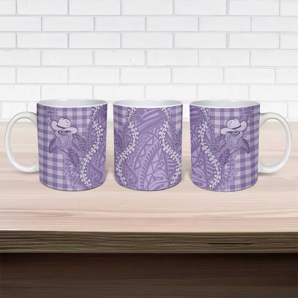 Purple Hawaii Palaka Cowboy Turtle Ceramic Mug Hawaiian Paniolo Puakenikeni Maile Lei DT05 - Polynesian Pride