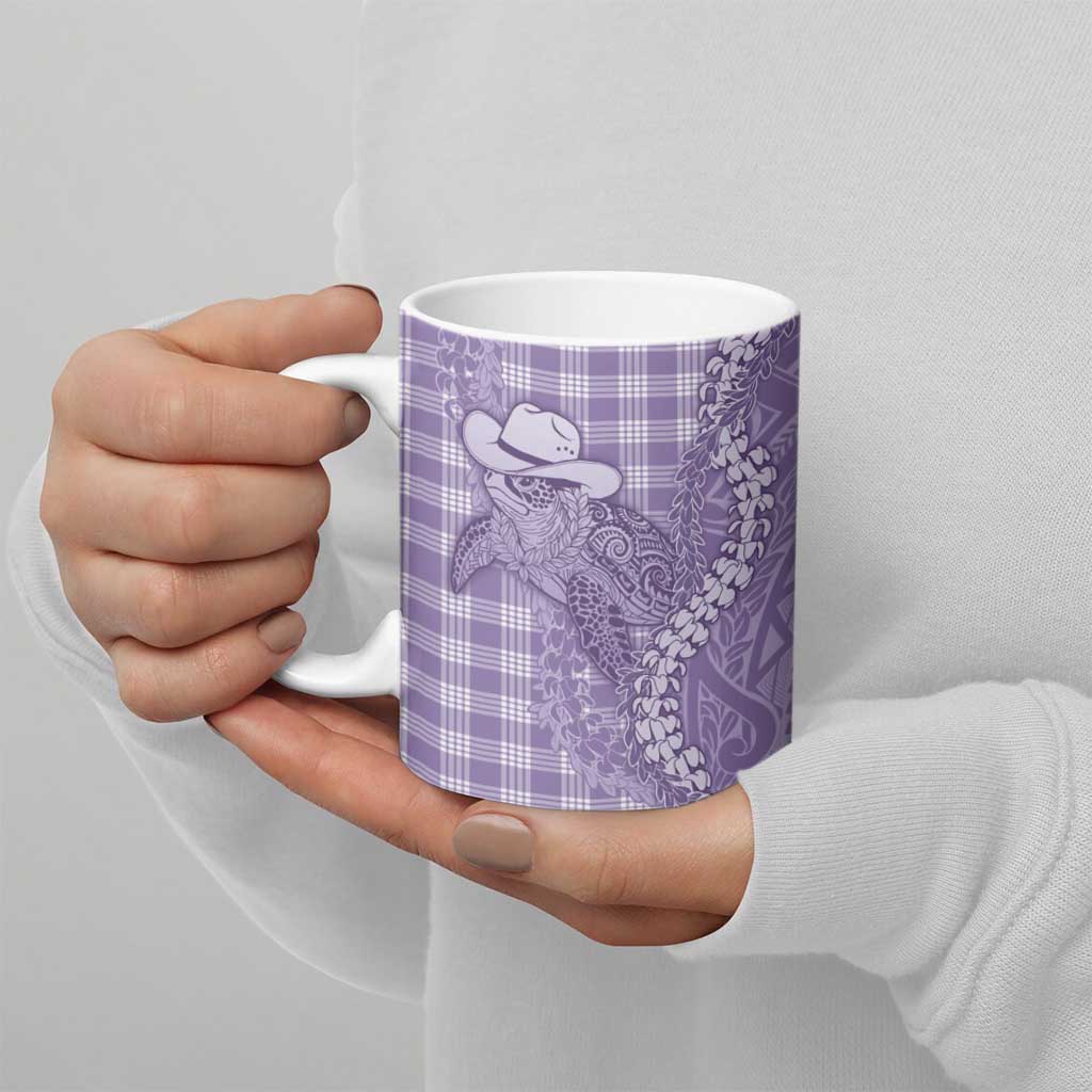 Purple Hawaii Palaka Cowboy Turtle Ceramic Mug Hawaiian Paniolo Puakenikeni Maile Lei DT05 - Polynesian Pride
