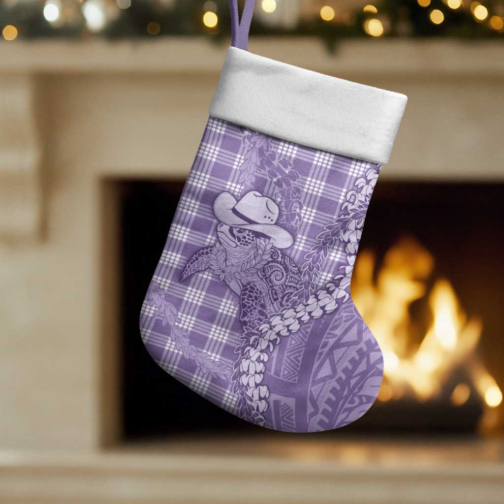 Purple Hawaii Palaka Cowboy Turtle Christmas Stocking Hawaiian Paniolo Puakenikeni Maile Lei DT05 Set of 2 Purple - Polynesian Pride
