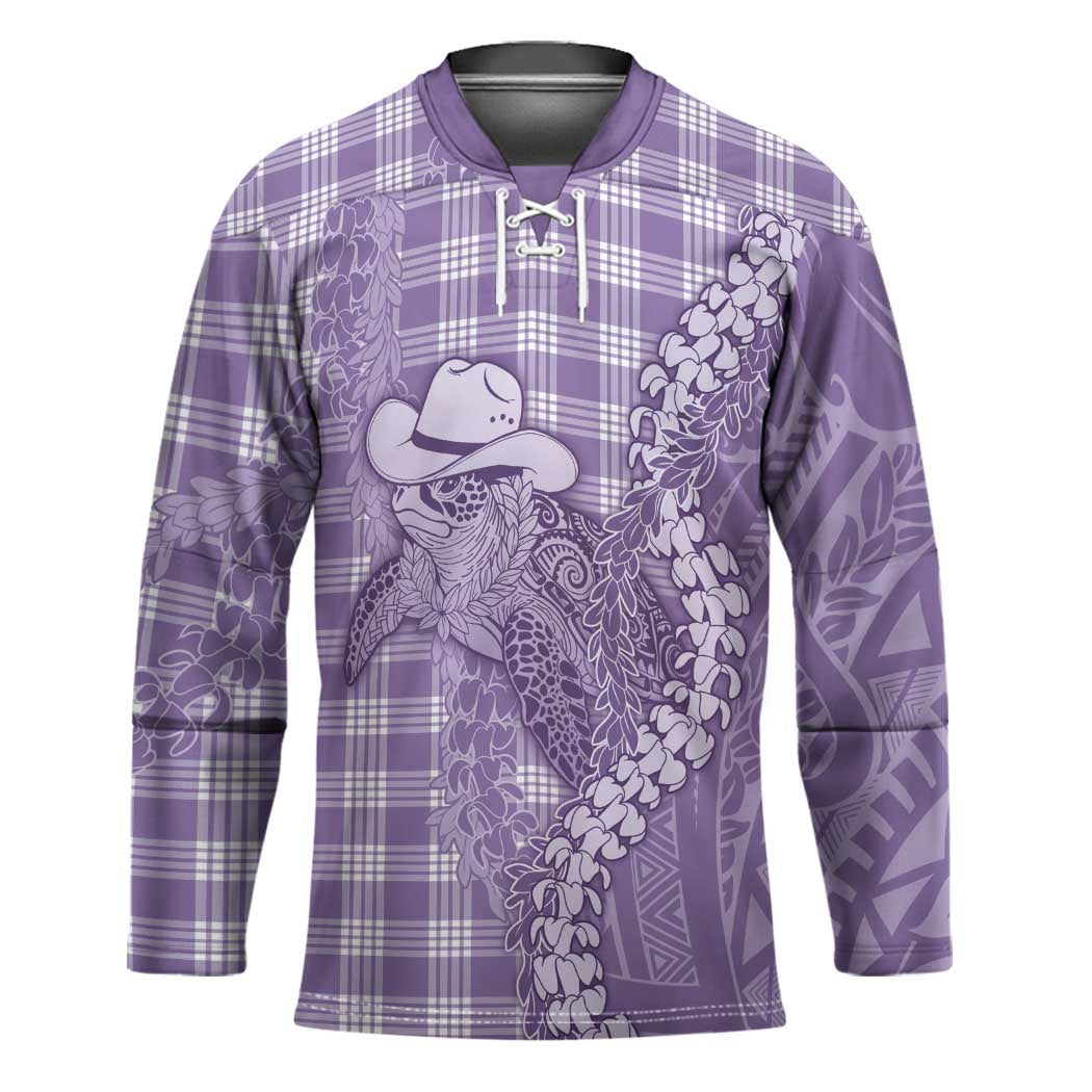 Purple Hawaii Palaka Cowboy Turtle Hockey Jersey Hawaiian Paniolo Puakenikeni Maile Lei DT05 Unisex Purple - Polynesian Pride