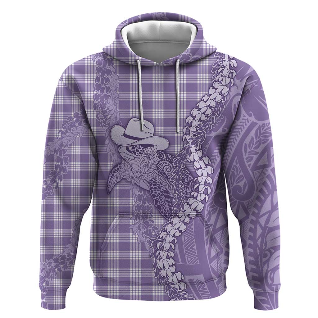 Purple Hawaii Palaka Cowboy Turtle Hoodie Hawaiian Paniolo Puakenikeni Maile Lei DT05 Pullover Hoodie Purple - Polynesian Pride