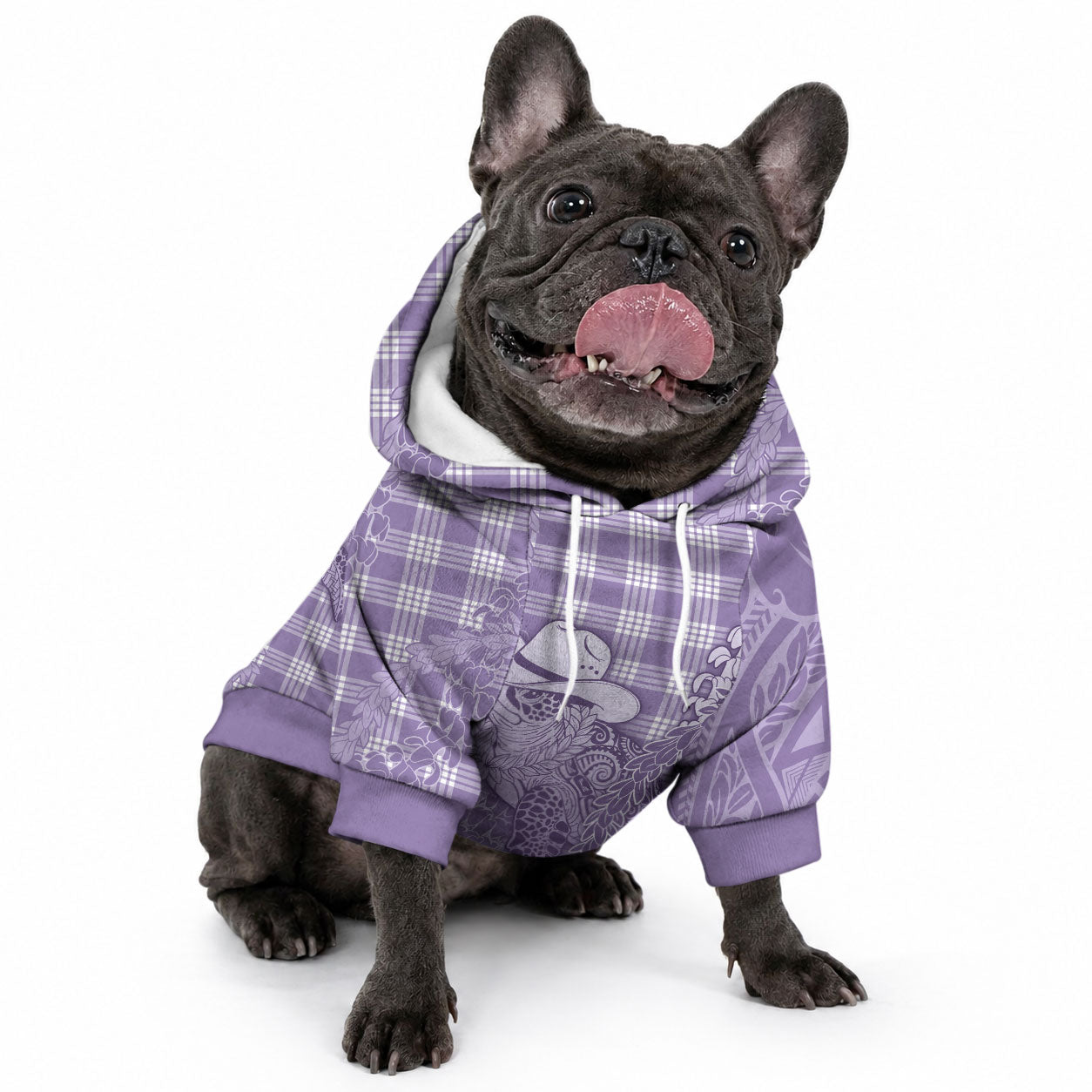 Purple Hawaii Palaka Cowboy Turtle Pet Hoodie Hawaiian Paniolo Puakenikeni Maile Lei