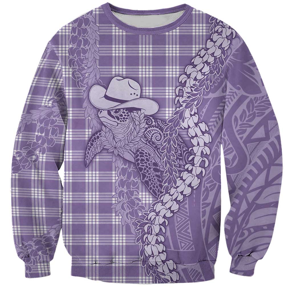 Purple Hawaii Palaka Cowboy Turtle Sweatshirt Hawaiian Paniolo Puakenikeni Maile Lei DT05 Unisex Purple - Polynesian Pride