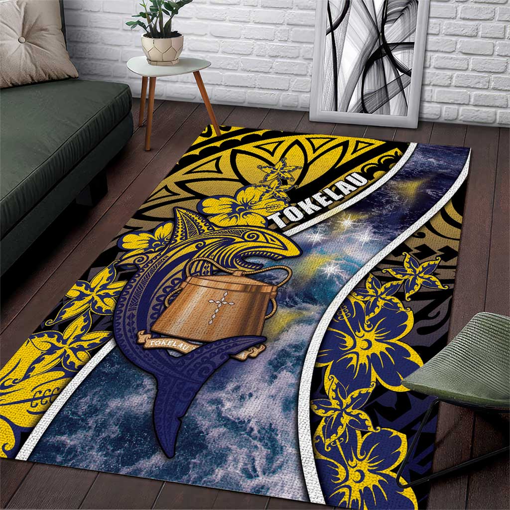 Tokelau Area Rug National Badge Waves Style DT05 Yellow - Polynesian Pride