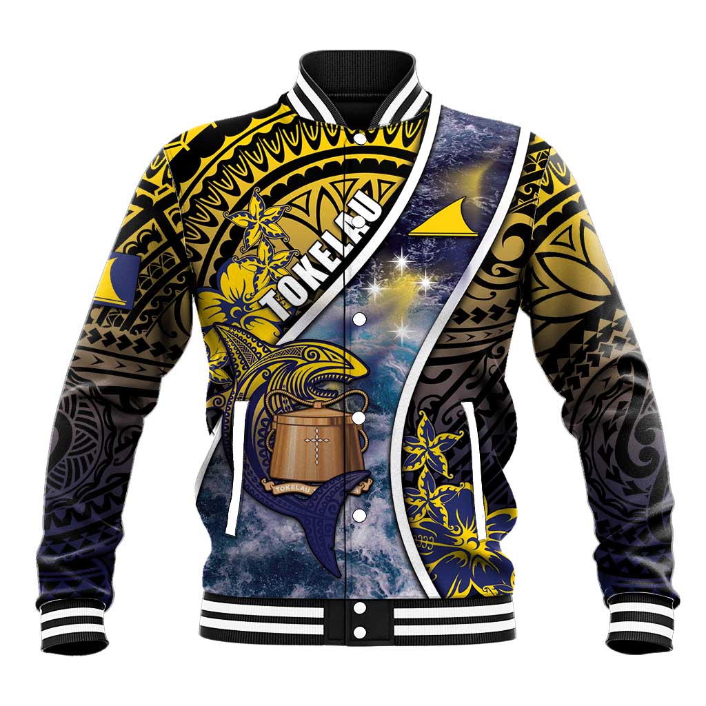 Personalised Tokelau Baseball Jacket National Badge Waves Style DT05 Unisex Yellow - Polynesian Pride
