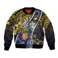 Personalised Tokelau Bomber Jacket National Badge Waves Style DT05 Unisex Yellow - Polynesian Pride