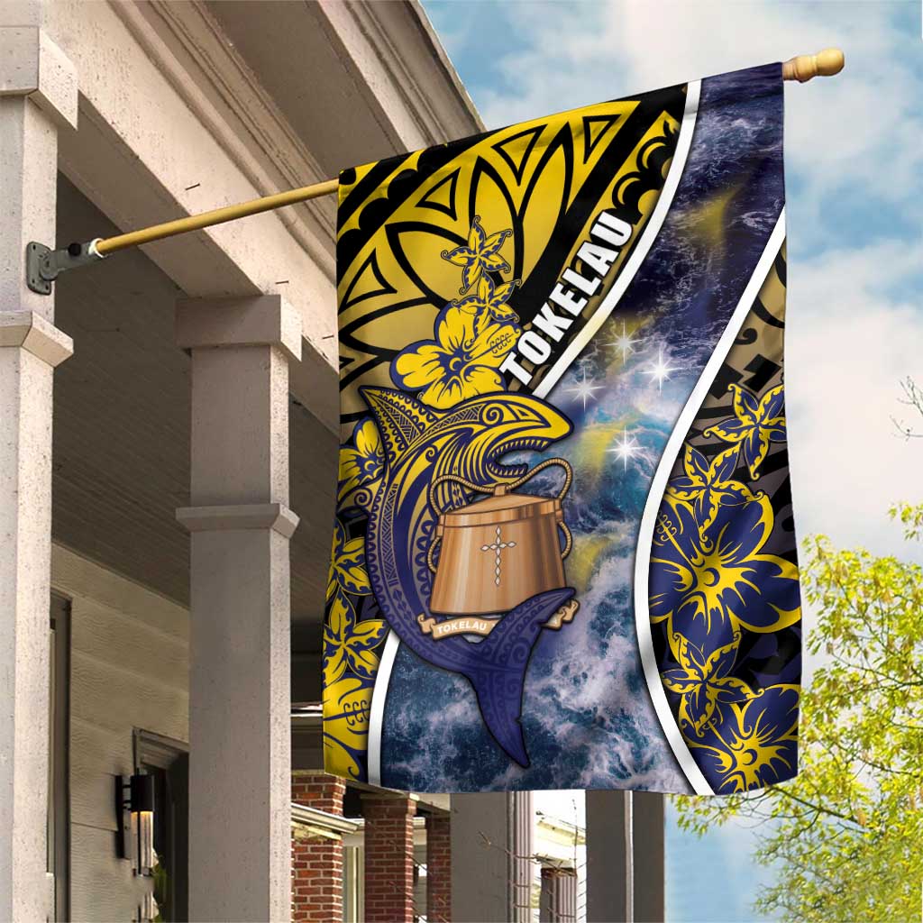 Tokelau Garden Flag National Badge Waves Style DT05 House Flag Yellow - Polynesian Pride