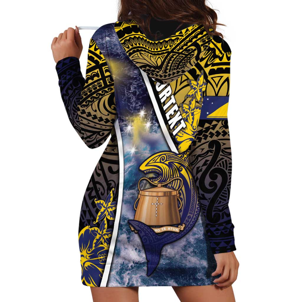 Personalised Tokelau Hoodie Dress National Badge Waves Style DT05 - Polynesian Pride