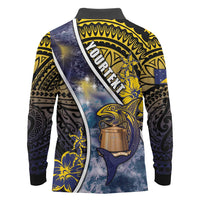 Personalised Tokelau Long Sleeve Polo Shirt National Badge Waves Style DT05 - Polynesian Pride
