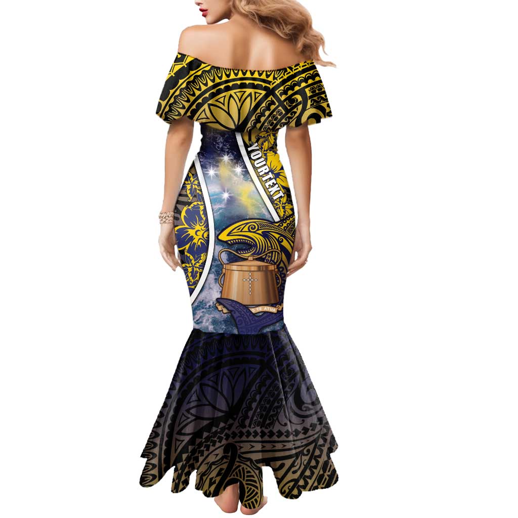 Personalised Tokelau Mermaid Dress National Badge Waves Style DT05 - Polynesian Pride