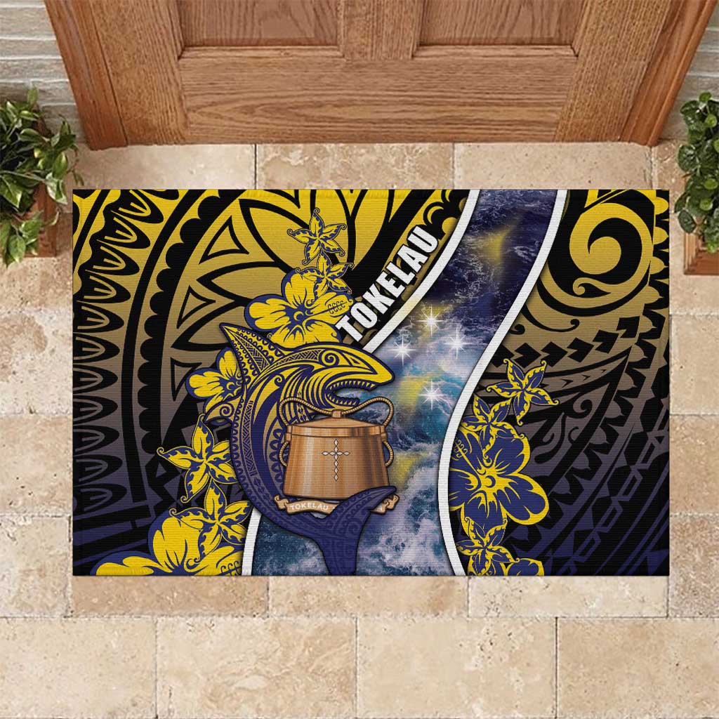 Tokelau Rubber Doormat National Badge Waves Style DT05 Yellow - Polynesian Pride