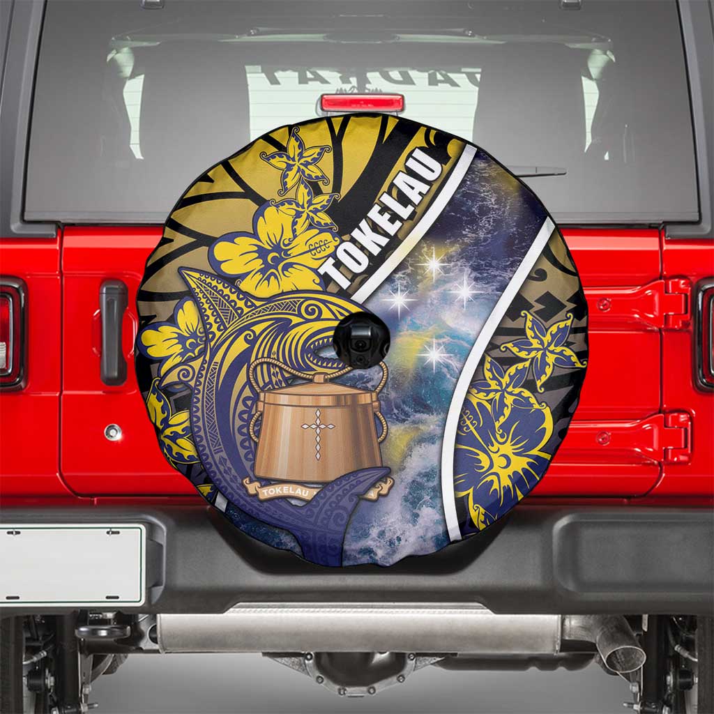 Tokelau Spare Tire Cover National Badge Waves Style DT05 - Polynesian Pride