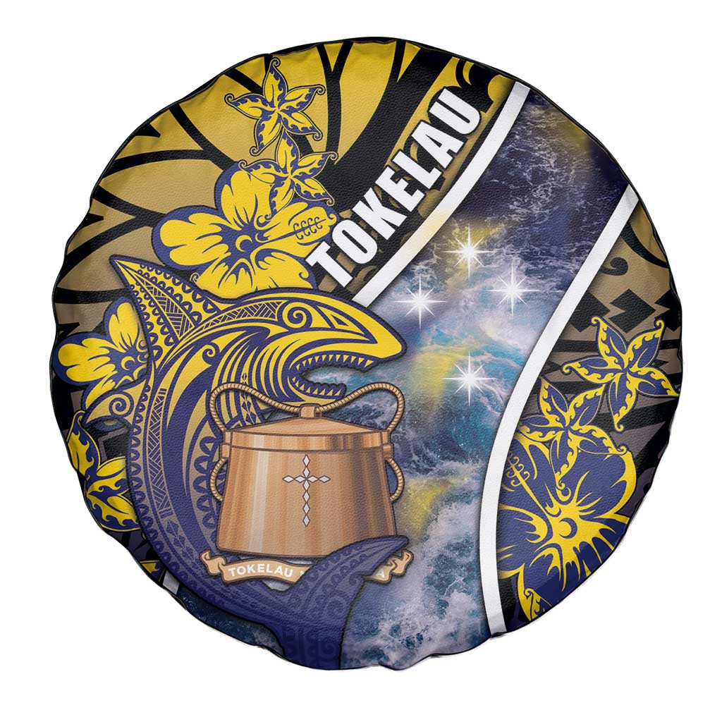 Tokelau Spare Tire Cover National Badge Waves Style DT05 - Polynesian Pride
