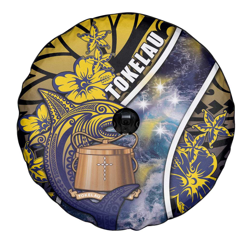 Tokelau Spare Tire Cover National Badge Waves Style DT05 - Polynesian Pride