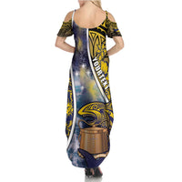 Personalised Tokelau Summer Maxi Dress National Badge Waves Style DT05 - Polynesian Pride