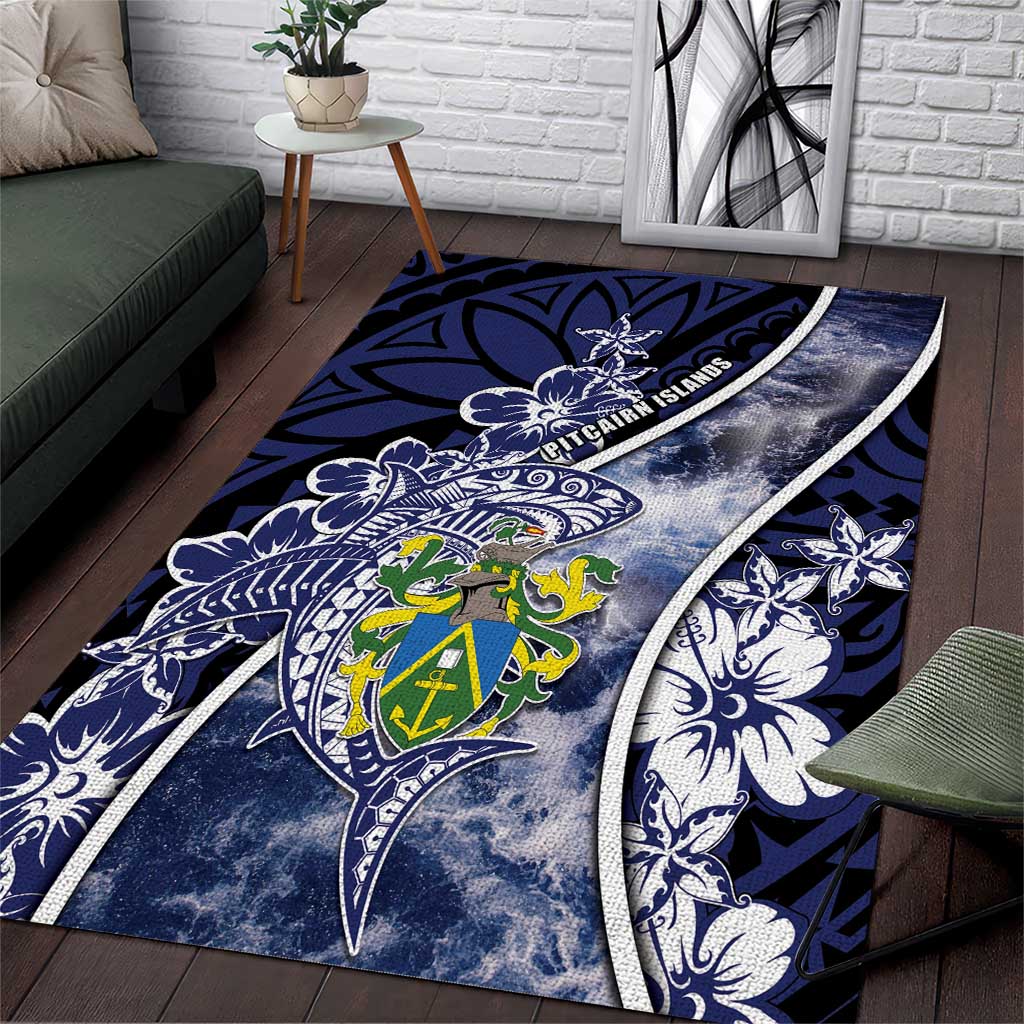 Pitcairn Islands Area Rug Coat Of Arms Waves Style DT05 Navy - Polynesian Pride