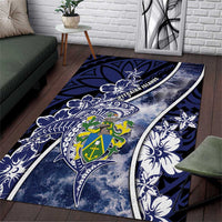 Pitcairn Islands Area Rug Coat Of Arms Waves Style DT05 Navy - Polynesian Pride