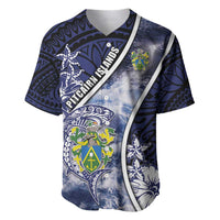 Personalised Pitcairn Islands Baseball Jersey Coat Of Arms Waves Style DT05 Navy - Polynesian Pride