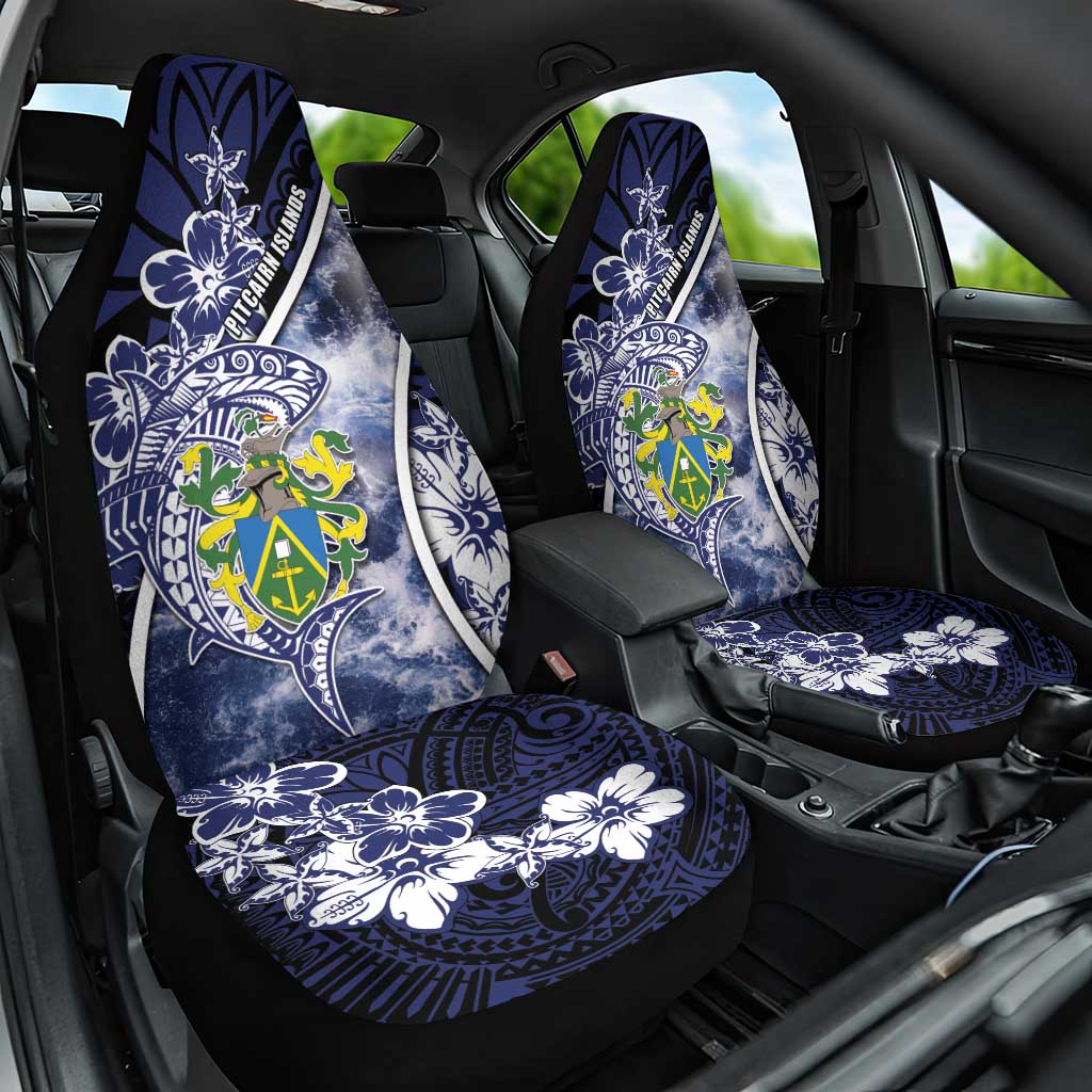 Pitcairn Islands Car Seat Cover Coat Of Arms Waves Style DT05 One Size Navy - Polynesian Pride