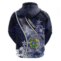 Personalised Pitcairn Islands Hoodie Coat Of Arms Waves Style DT05 - Polynesian Pride