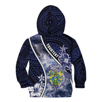 Personalised Pitcairn Islands Kid Hoodie Coat Of Arms Waves Style DT05 - Polynesian Pride